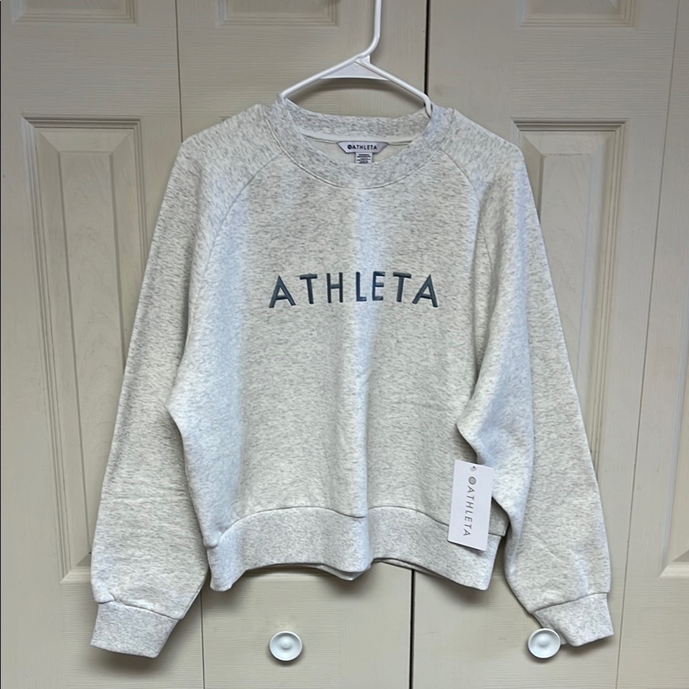 Athleta logo fleece crew sweatshirt